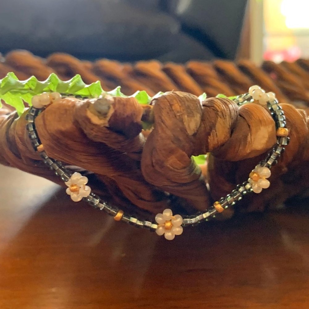 Boho Happy Daisy Bracelet-Grey+Rose